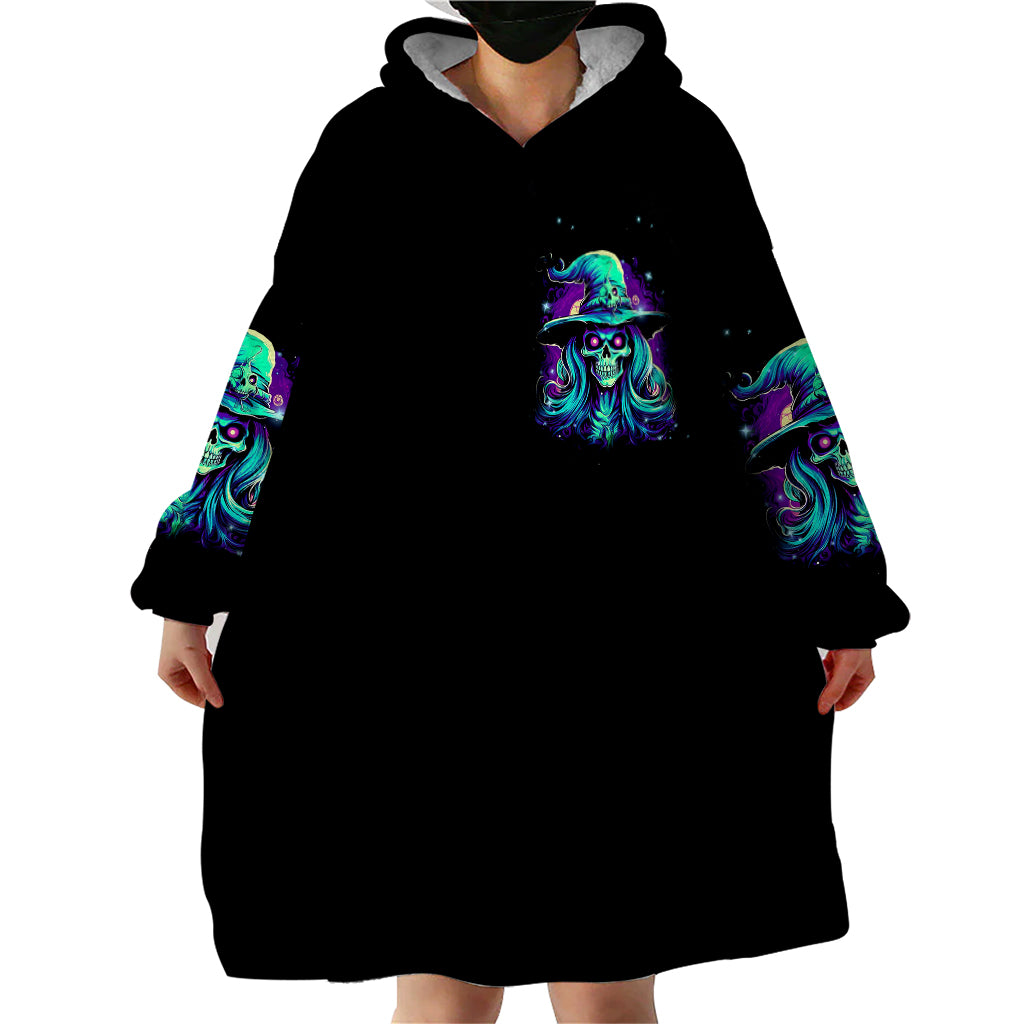 Witch Skull Wearable Blanket Hoodie Skull Witch Hello Darkness My Old Friend - Wonder Print Shop