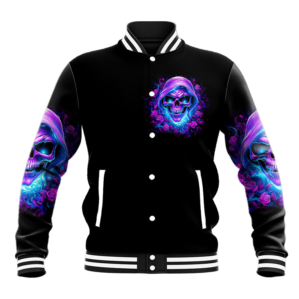 Rose Skull Baseball Jacket I'm Blunt Because God Rolled Me That Way - Wonder Print Shop