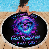 Rose Skull Beach Blanket I'm Blunt Because God Rolled Me That Way - Wonder Print Shop