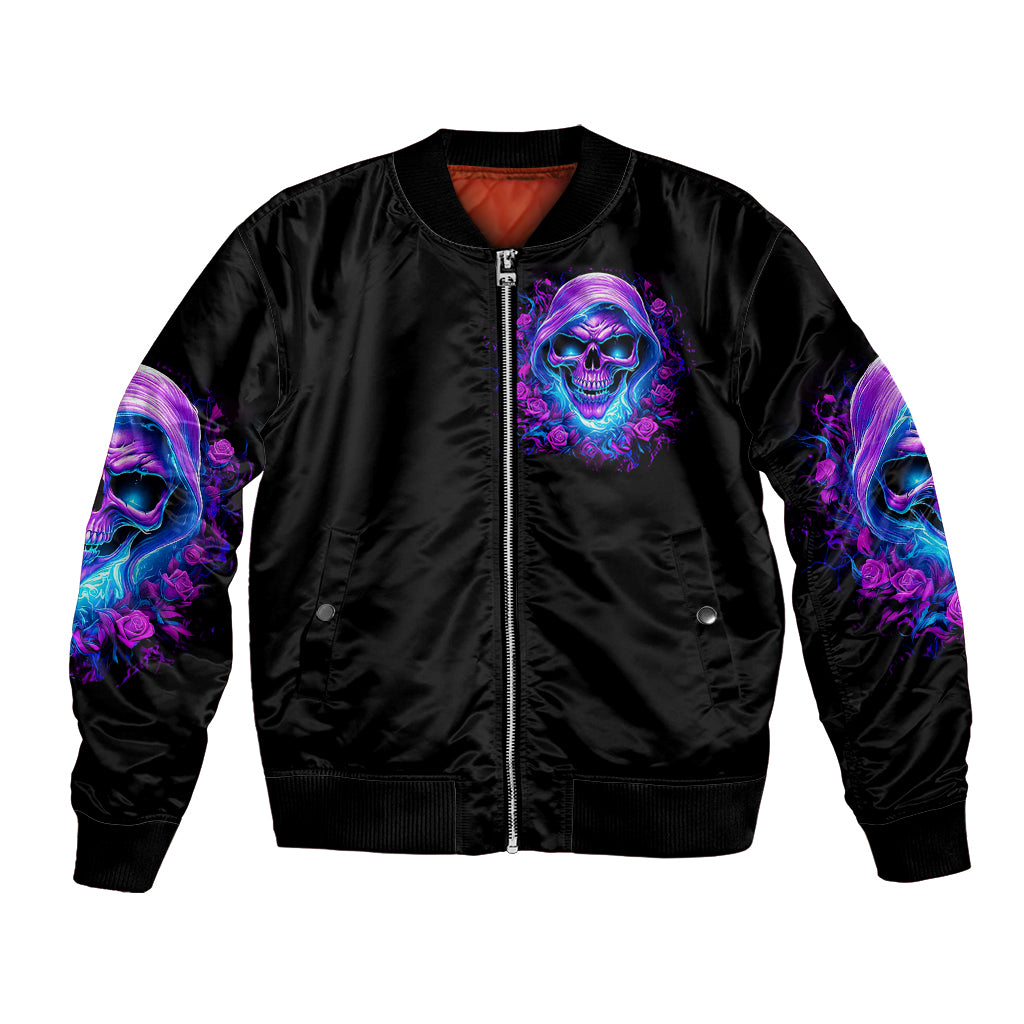 Rose Skull Bomber Jacket I'm Blunt Because God Rolled Me That Way - Wonder Print Shop
