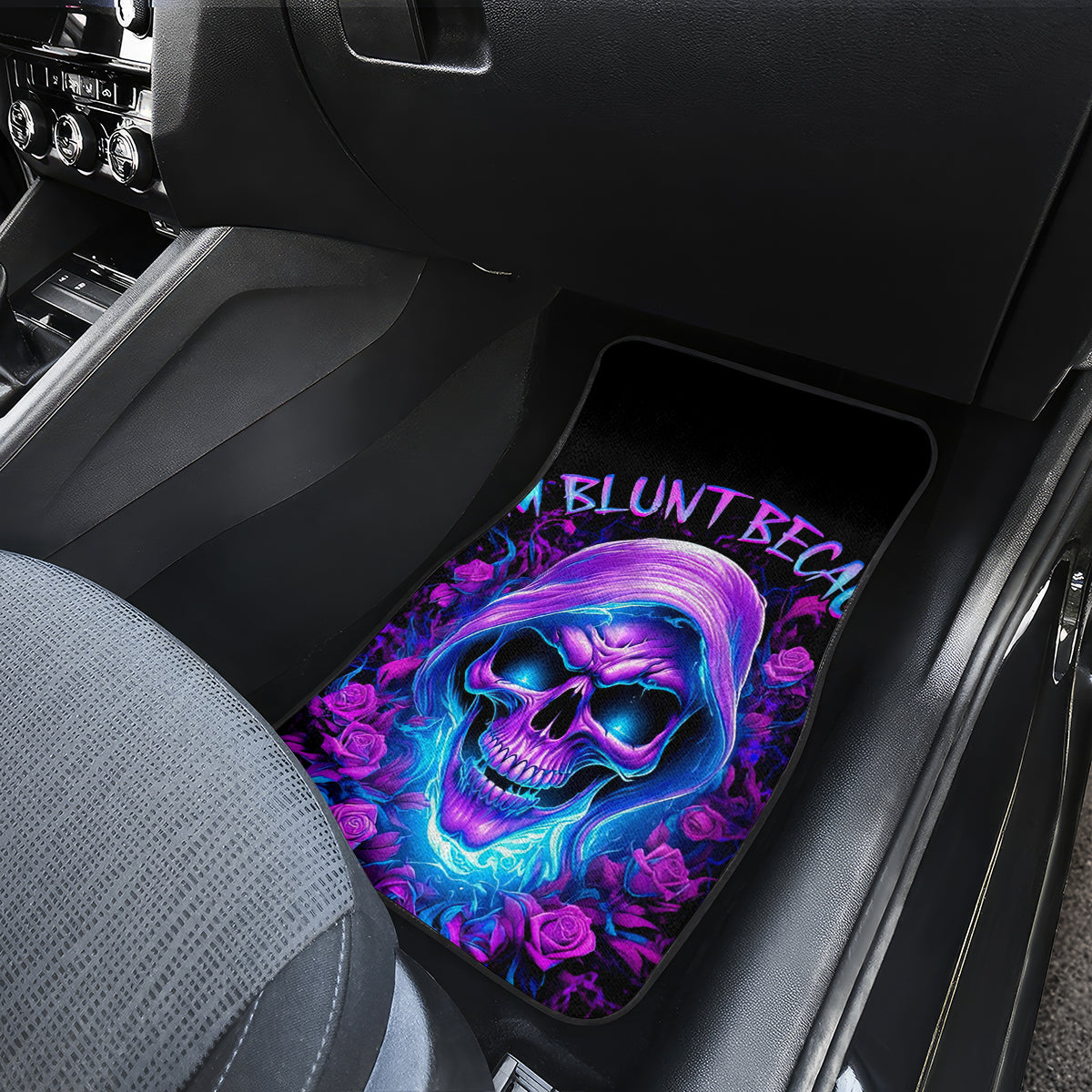 Rose Skull Car Mats I'm Blunt Because God Rolled Me That Way - Wonder Print Shop