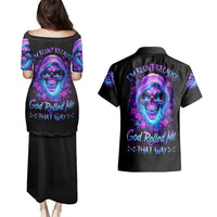 Rose Skull Couples Matching Puletasi Dress and Hawaiian Shirt I'm Blunt Because God Rolled Me That Way - Wonder Print Shop