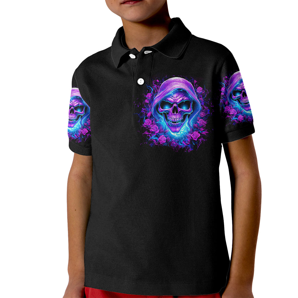 Rose Skull Kid Polo Shirt I'm Blunt Because God Rolled Me That Way - Wonder Print Shop