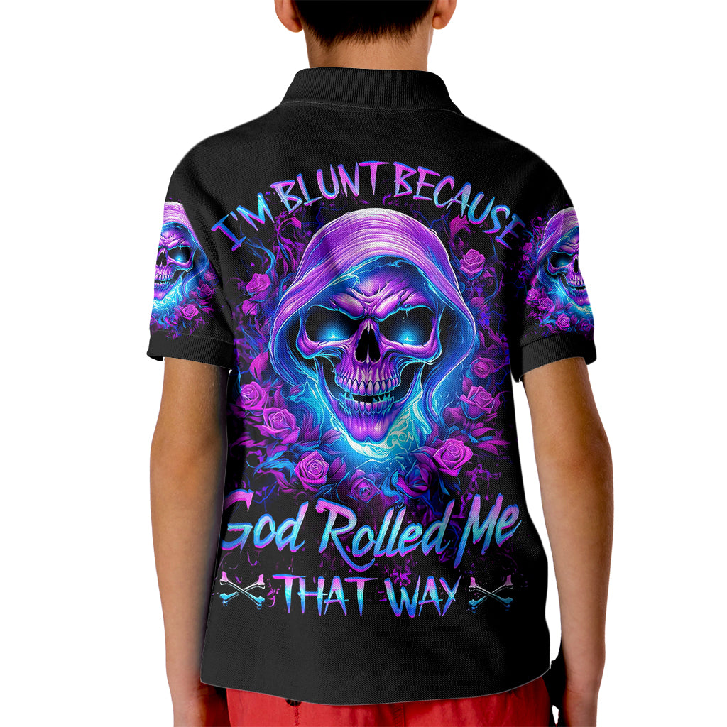 Rose Skull Kid Polo Shirt I'm Blunt Because God Rolled Me That Way - Wonder Print Shop