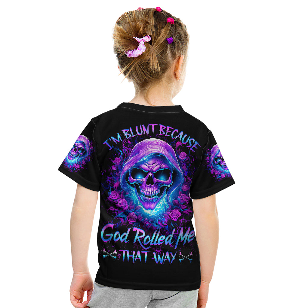 Rose Skull Kid T Shirt I'm Blunt Because God Rolled Me That Way - Wonder Print Shop