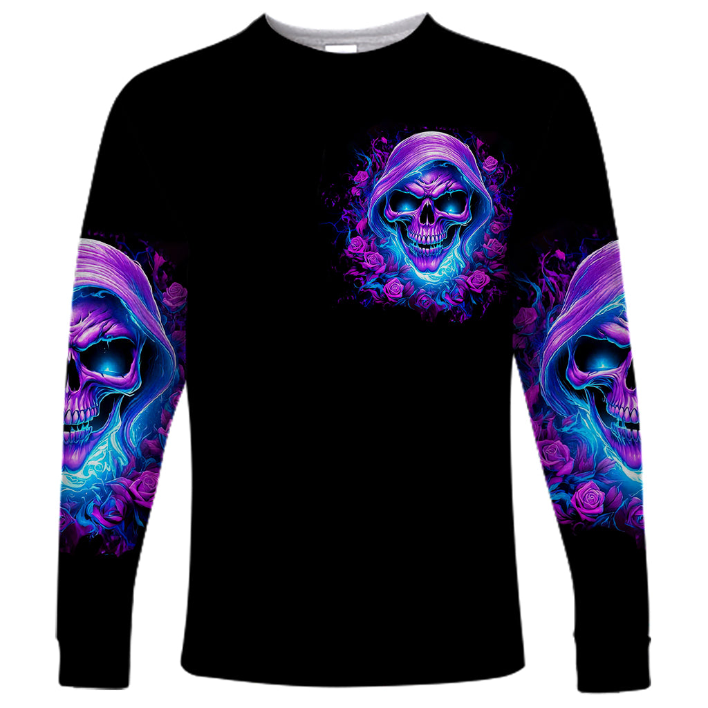 Rose Skull Long Sleeve Shirt I'm Blunt Because God Rolled Me That Way - Wonder Print Shop