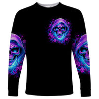 Rose Skull Long Sleeve Shirt I'm Blunt Because God Rolled Me That Way - Wonder Print Shop