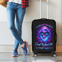 Rose Skull Luggage Cover I'm Blunt Because God Rolled Me That Way - Wonder Print Shop