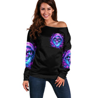 Rose Skull Off Shoulder Sweater I'm Blunt Because God Rolled Me That Way - Wonder Print Shop
