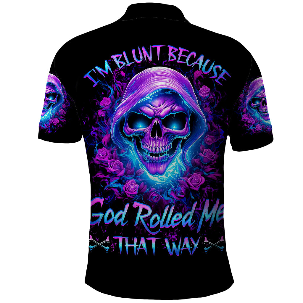 Rose Skull Polo Shirt I'm Blunt Because God Rolled Me That Way - Wonder Print Shop