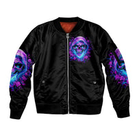 Rose Skull Sleeve Zip Bomber Jacket I'm Blunt Because God Rolled Me That Way - Wonder Print Shop