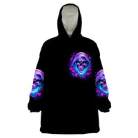 Rose Skull Wearable Blanket Hoodie I'm Blunt Because God Rolled Me That Way - Wonder Print Shop