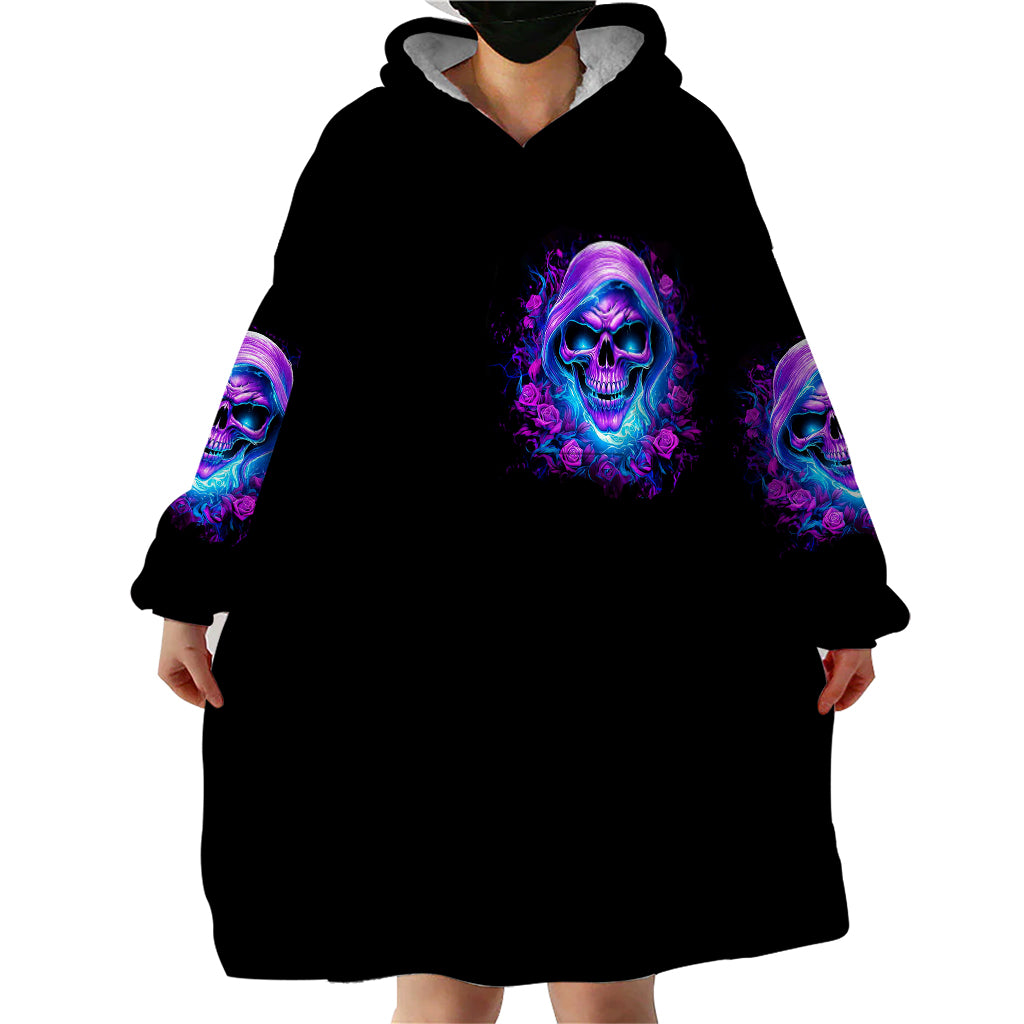 Rose Skull Wearable Blanket Hoodie I'm Blunt Because God Rolled Me That Way - Wonder Print Shop