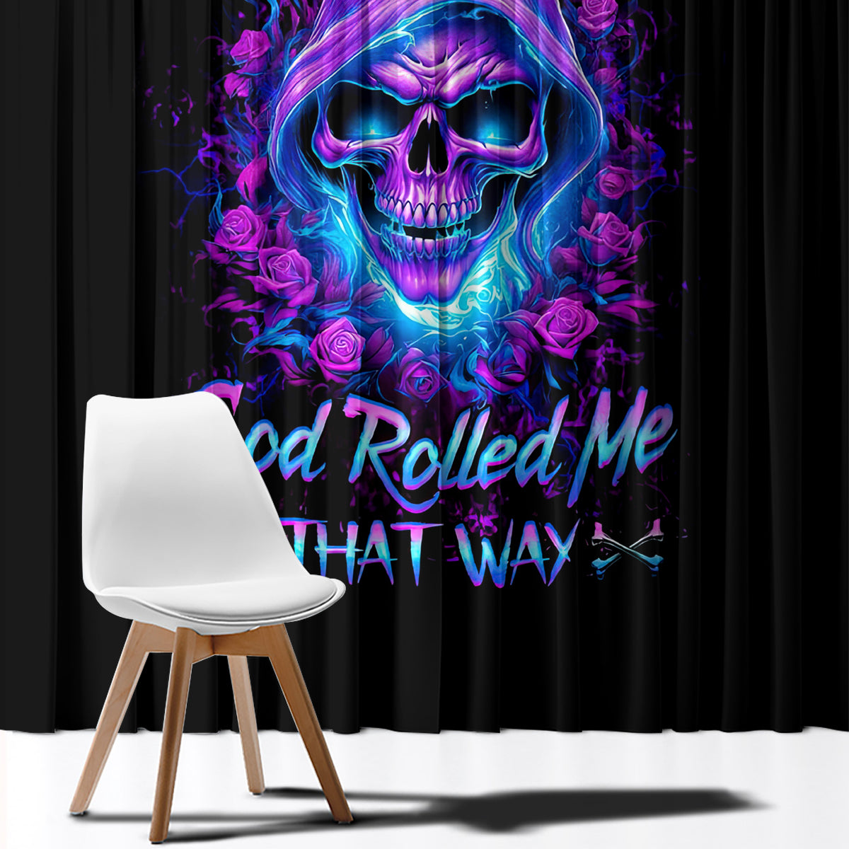 Rose Skull Window Curtain I'm Blunt Because God Rolled Me That Way - Wonder Print Shop