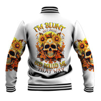 Sunflower Skull Baseball Jacket Sunflower I'm Blunt Because God Rolled Me That Way - Wonder Print Shop