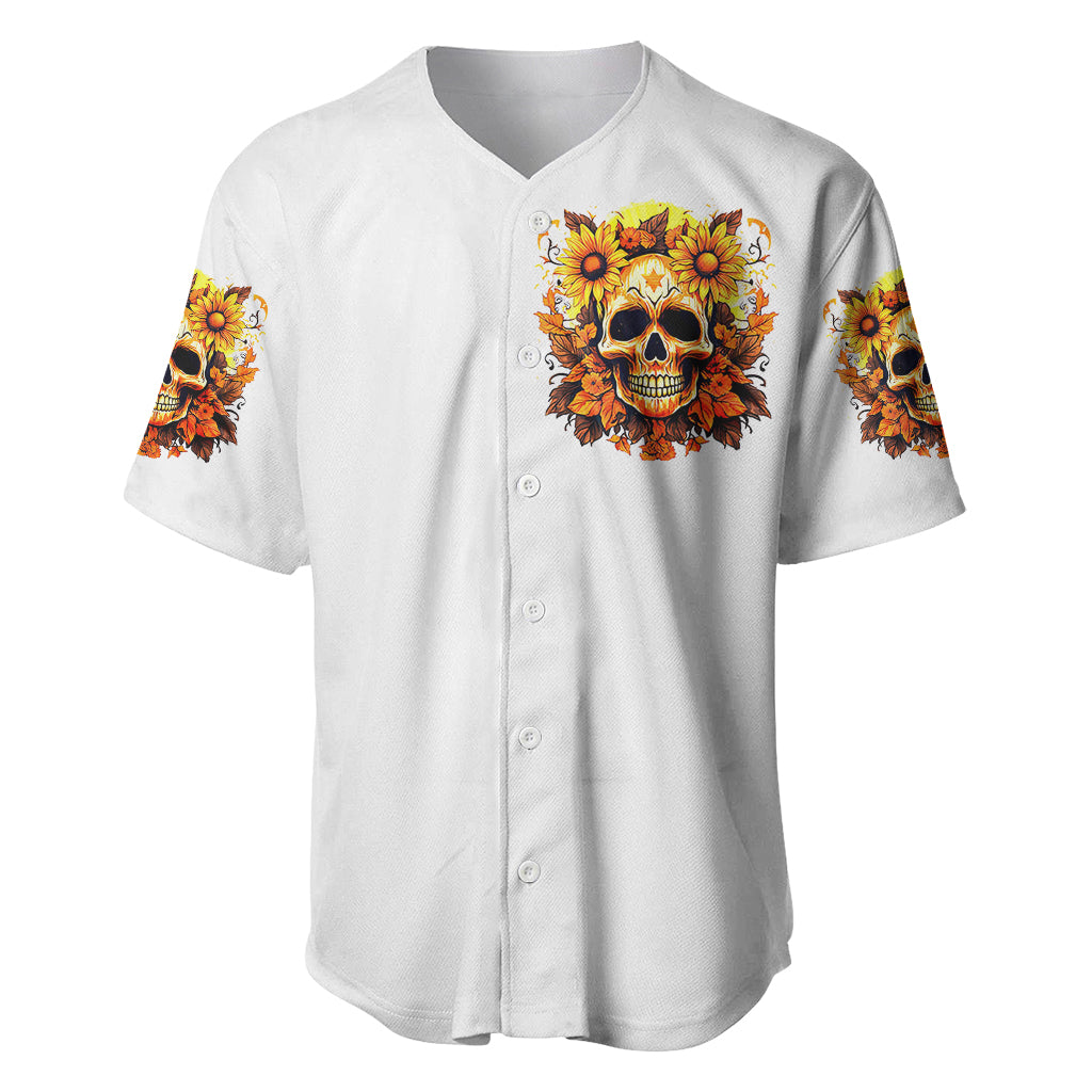 Sunflower Skull Baseball Jersey Sunflower I'm Blunt Because God Rolled Me That Way - Wonder Print Shop