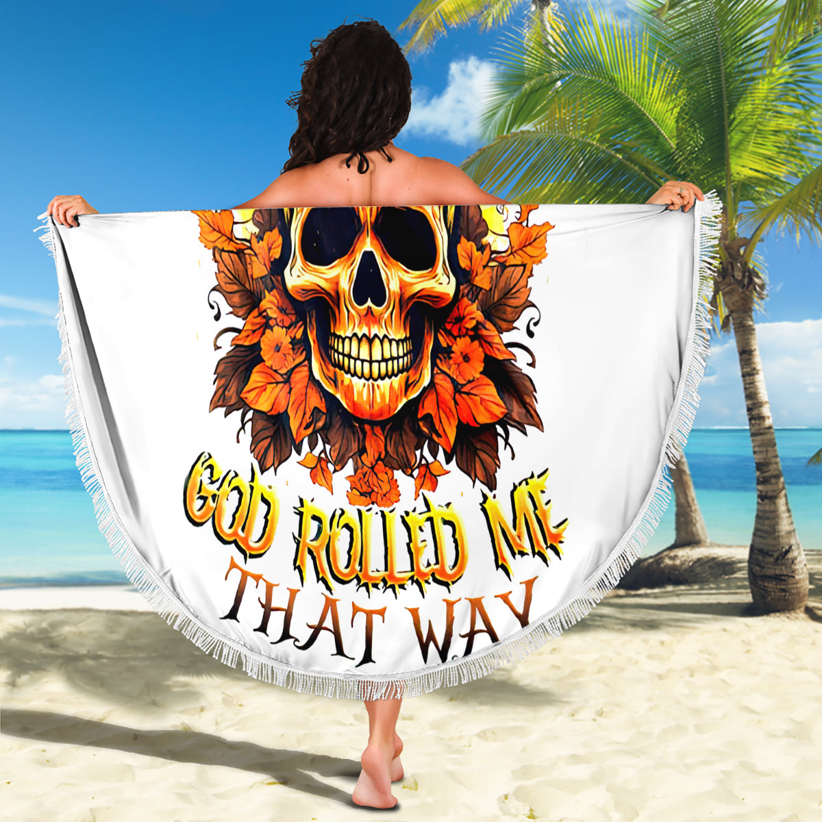 Sunflower Skull Beach Blanket Sunflower I'm Blunt Because God Rolled Me That Way - Wonder Print Shop