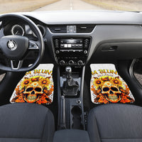 Sunflower Skull Car Mats Sunflower I'm Blunt Because God Rolled Me That Way - Wonder Print Shop