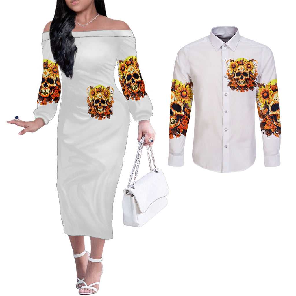 sunflower-skull-couples-matching-off-the-shoulder-long-sleeve-dress-and-long-sleeve-button-shirts-sunflower-im-blunt-because-god-rolled-me-that-way