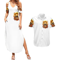 Sunflower Skull Couples Matching Summer Maxi Dress and Hawaiian Shirt Sunflower I'm Blunt Because God Rolled Me That Way - Wonder Print Shop