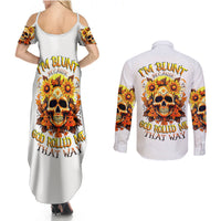Sunflower Skull Couples Matching Summer Maxi Dress and Long Sleeve Button Shirts Sunflower I'm Blunt Because God Rolled Me That Way - Wonder Print Shop