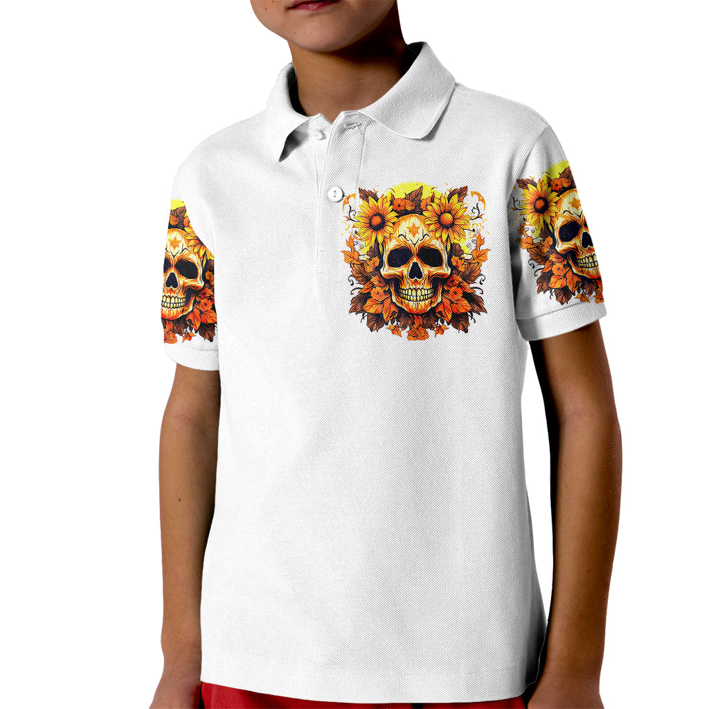 Sunflower Skull Kid Polo Shirt Sunflower I'm Blunt Because God Rolled Me That Way - Wonder Print Shop