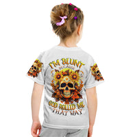 Sunflower Skull Kid T Shirt Sunflower I'm Blunt Because God Rolled Me That Way - Wonder Print Shop