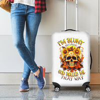 Sunflower Skull Luggage Cover Sunflower I'm Blunt Because God Rolled Me That Way - Wonder Print Shop