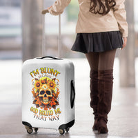 Sunflower Skull Luggage Cover Sunflower I'm Blunt Because God Rolled Me That Way - Wonder Print Shop