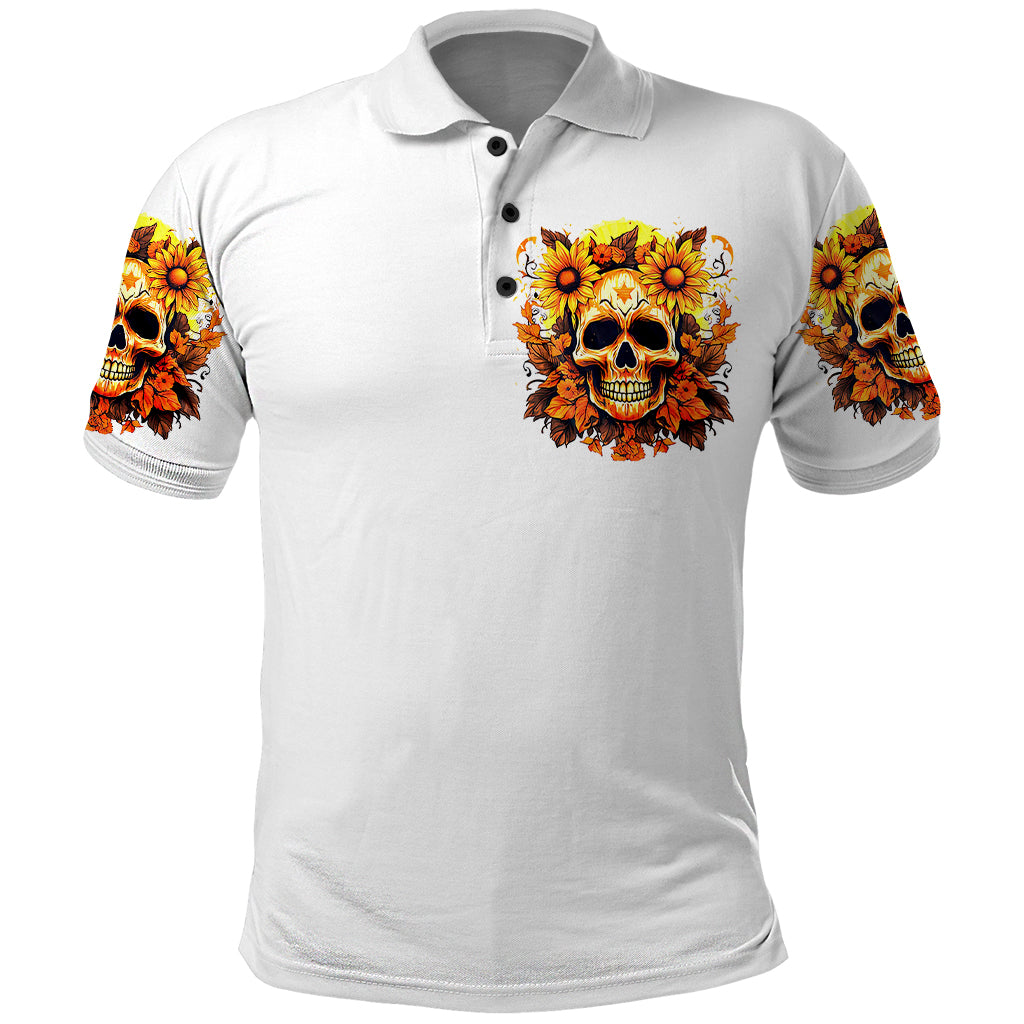 Sunflower Skull Polo Shirt Sunflower I'm Blunt Because God Rolled Me That Way - Wonder Print Shop