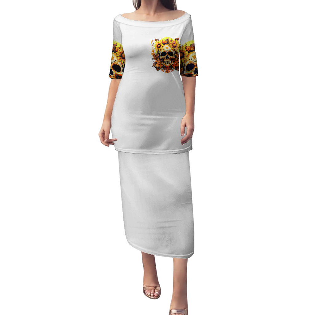 Sunflower Skull Puletasi Sunflower I'm Blunt Because God Rolled Me That Way - Wonder Print Shop