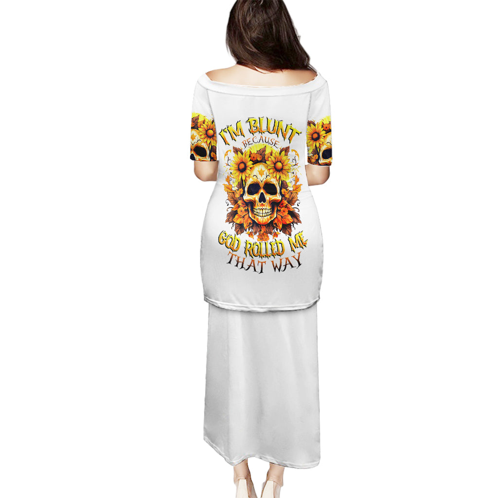 Sunflower Skull Puletasi Sunflower I'm Blunt Because God Rolled Me That Way - Wonder Print Shop