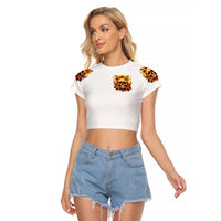 Sunflower Skull Raglan Cropped T Shirt Sunflower I'm Blunt Because God Rolled Me That Way - Wonder Print Shop