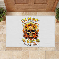 Sunflower Skull Rubber Doormat Sunflower I'm Blunt Because God Rolled Me That Way - Wonder Print Shop