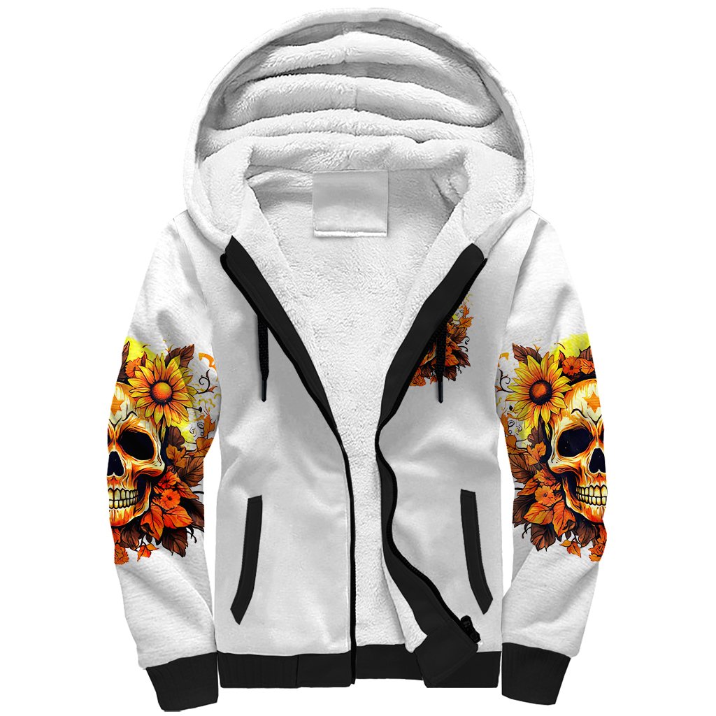 Sunflower Skull Sherpa Hoodie Sunflower I'm Blunt Because God Rolled Me That Way - Wonder Print Shop