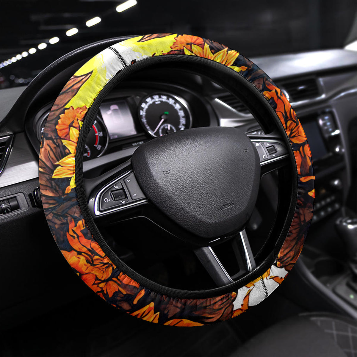 Sunflower Skull Steering Wheel Cover Sunflower I'm Blunt Because God Rolled Me That Way - Wonder Print Shop