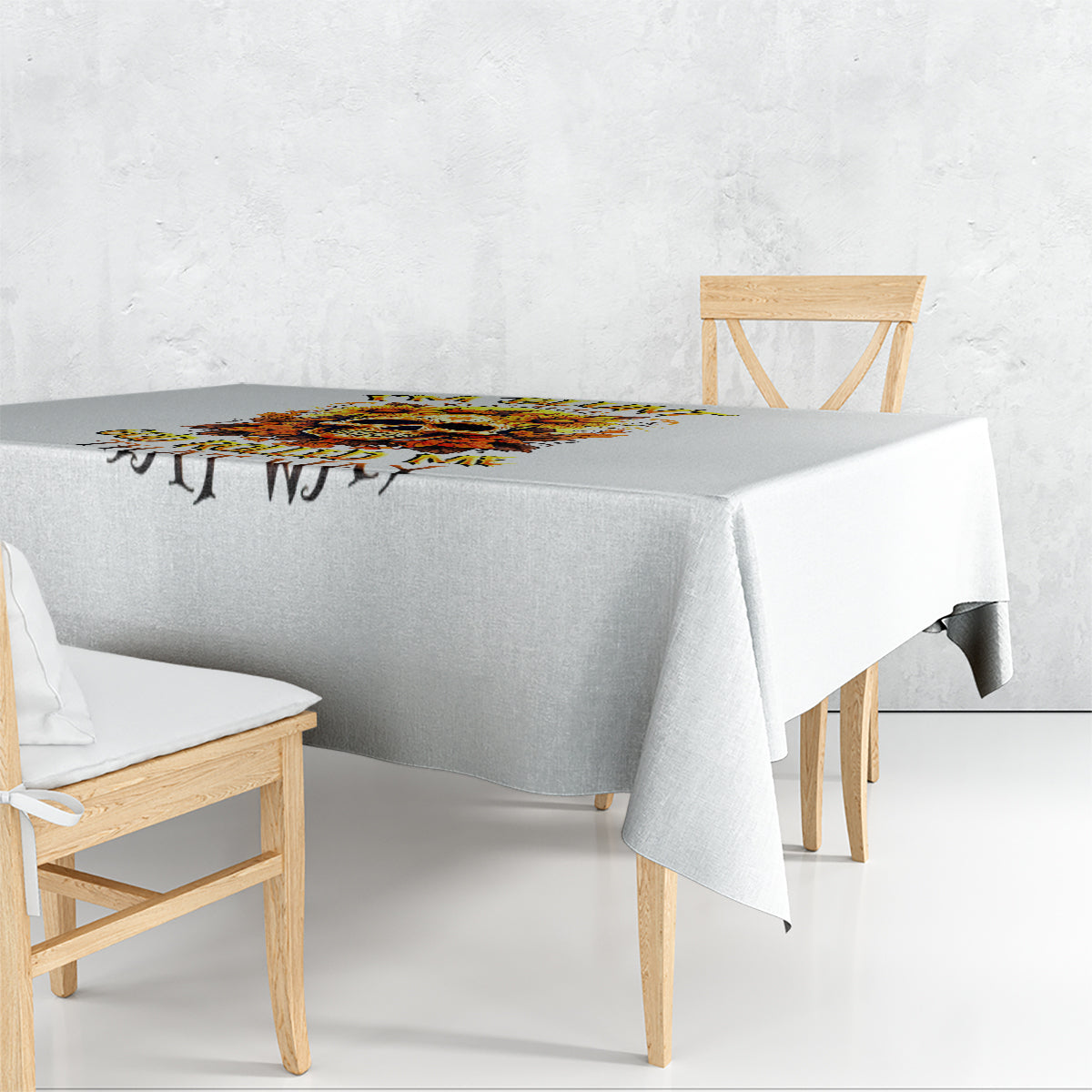 Sunflower Skull Tablecloth Sunflower I'm Blunt Because God Rolled Me That Way - Wonder Print Shop