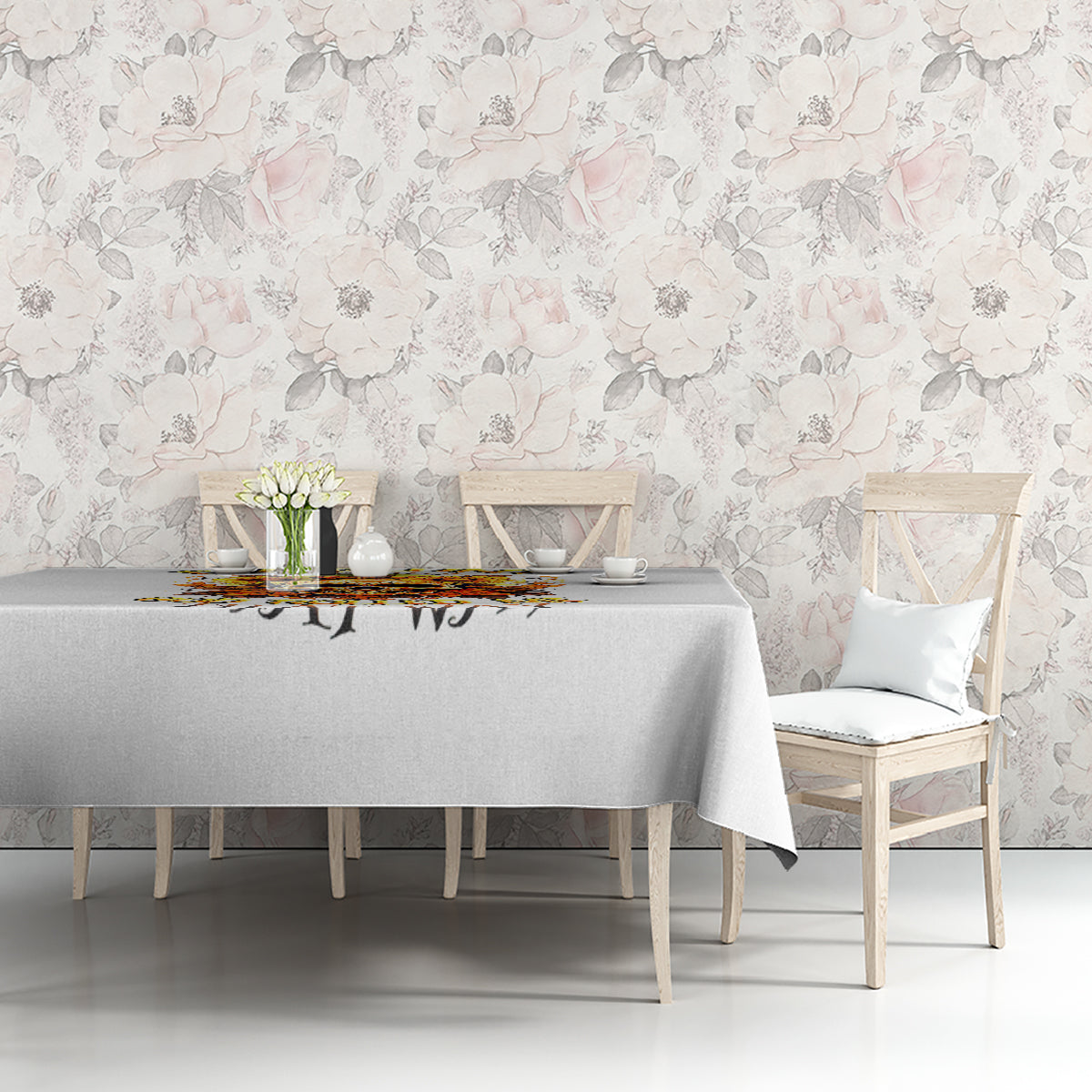 Sunflower Skull Tablecloth Sunflower I'm Blunt Because God Rolled Me That Way - Wonder Print Shop