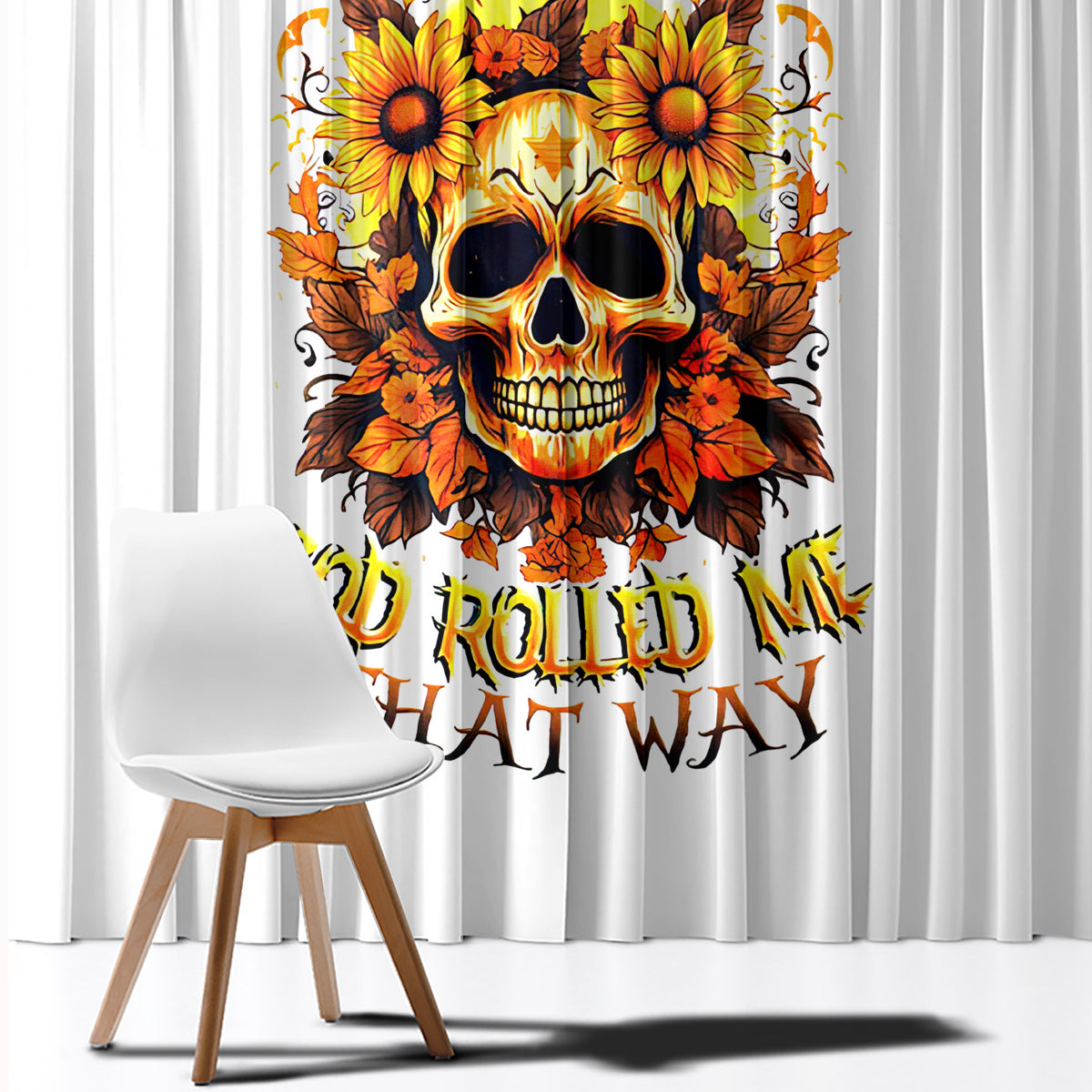 Sunflower Skull Window Curtain Sunflower I'm Blunt Because God Rolled Me That Way - Wonder Print Shop