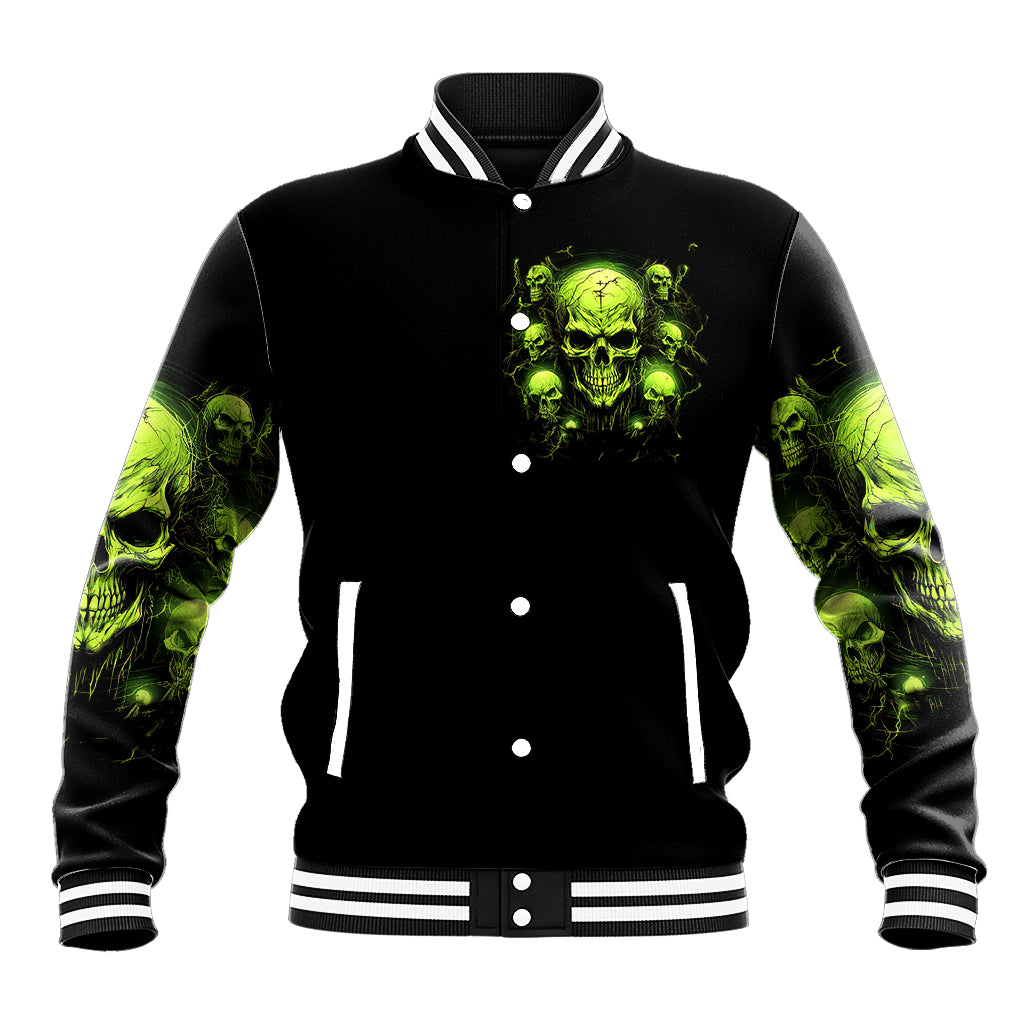 Thunder Skull Baseball Jacket Thunder Skull I Never Alone My Demon With Me 24/7 - Wonder Print Shop