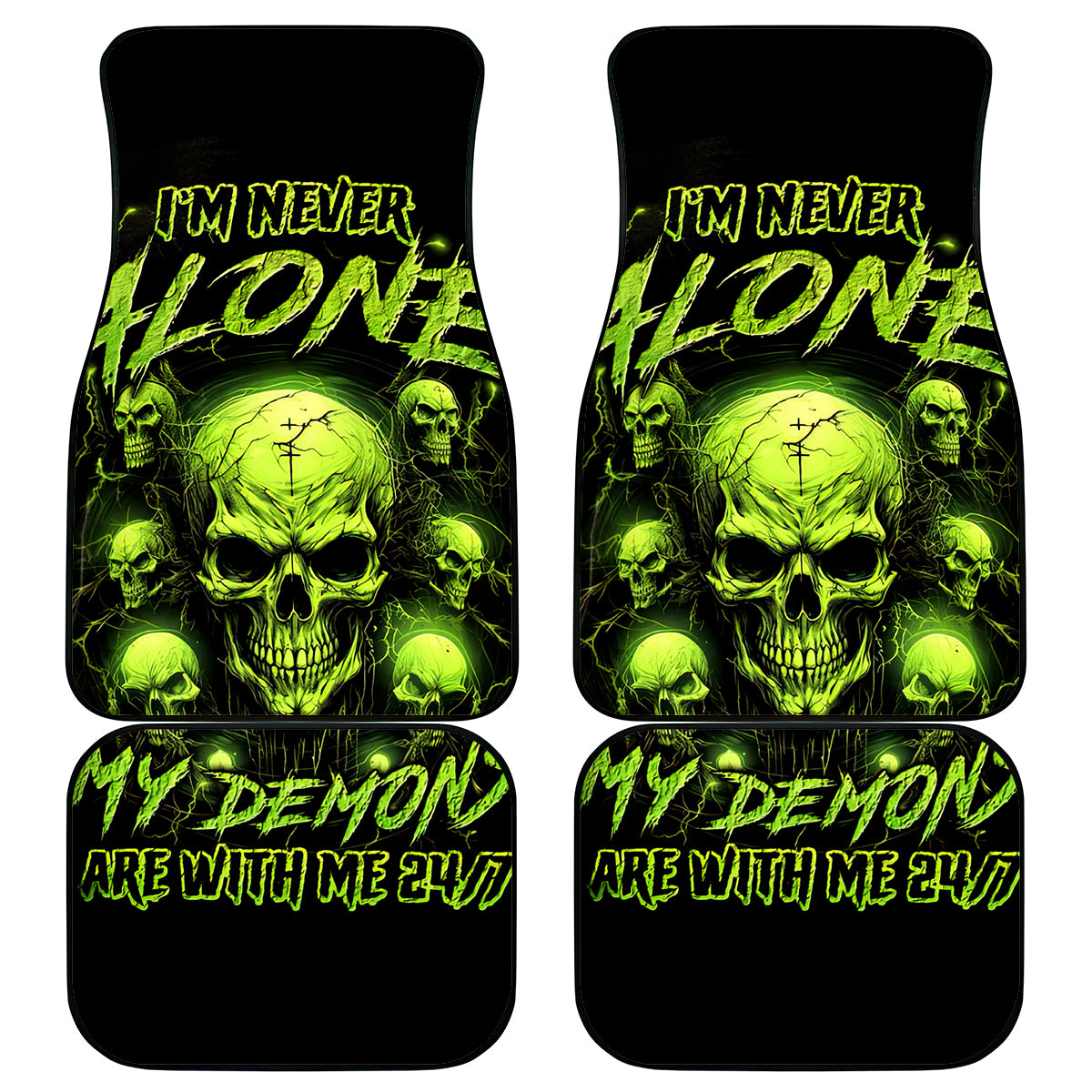 Thunder Skull Car Mats Thunder Skull I Never Alone My Demon With Me 24/7 - Wonder Print Shop