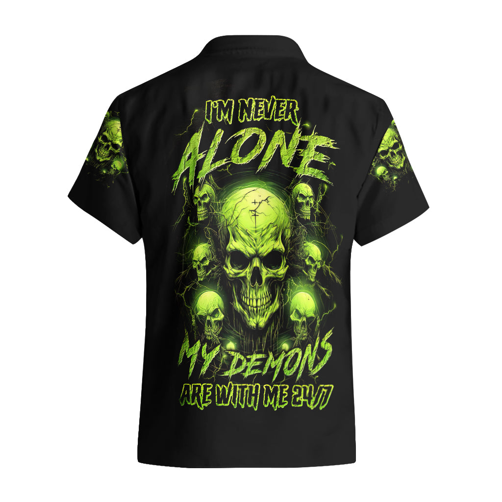 Thunder Skull Hawaiian Shirt Thunder Skull I Never Alone My Demon With Me 24/7 - Wonder Print Shop