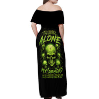 Thunder Skull Off Shoulder Maxi Dress Thunder Skull I Never Alone My Demon With Me 24/7 - Wonder Print Shop