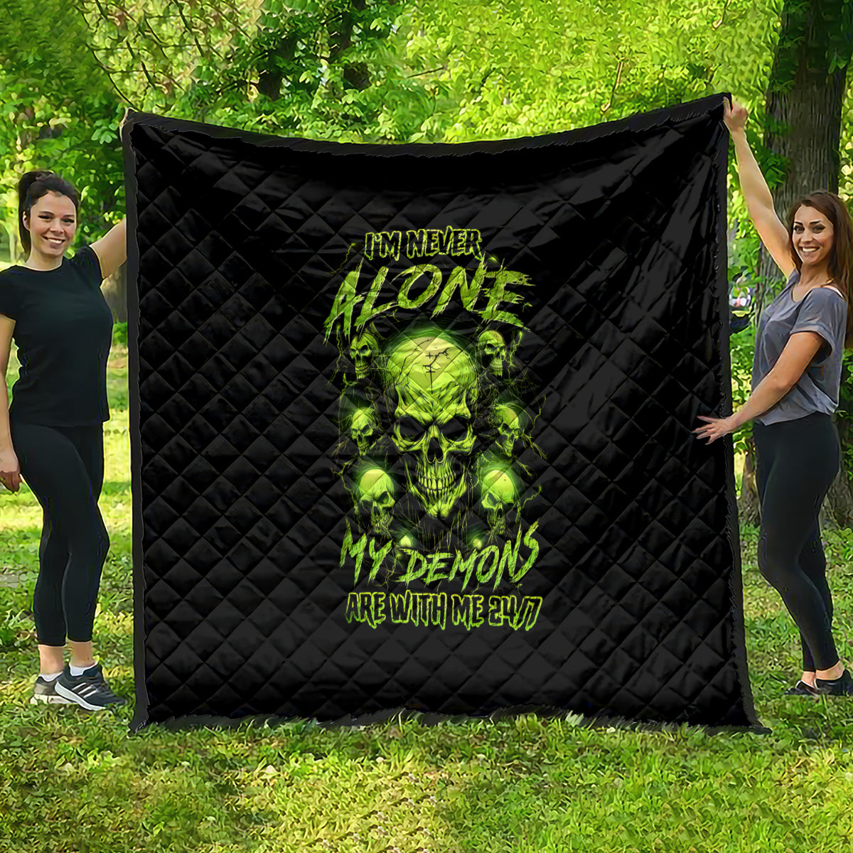 Thunder Skull Quilt Thunder Skull I Never Alone My Demon With Me 24/7 - Wonder Print Shop