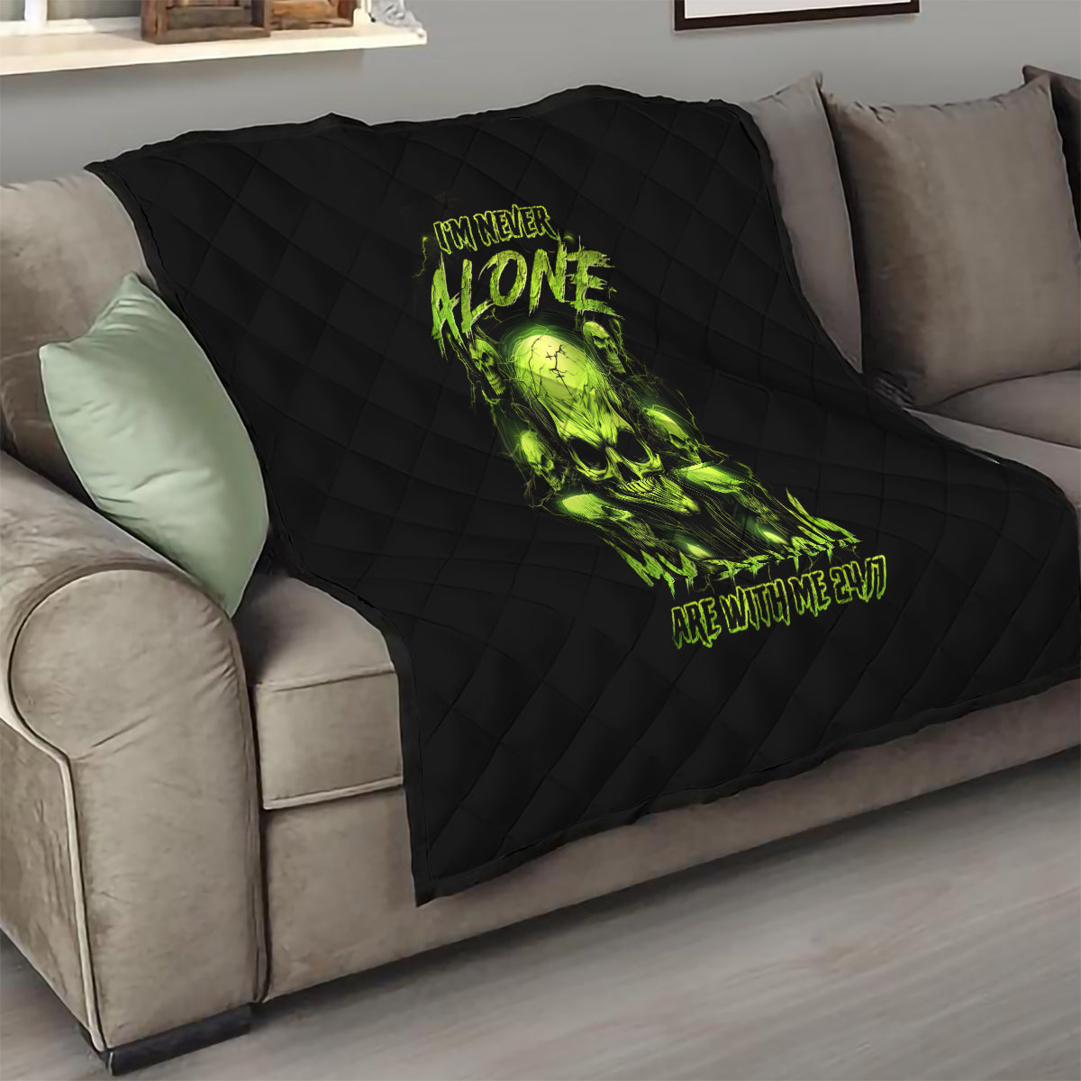 Thunder Skull Quilt Thunder Skull I Never Alone My Demon With Me 24/7 - Wonder Print Shop