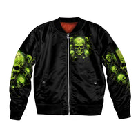 Thunder Skull Sleeve Zip Bomber Jacket Thunder Skull I Never Alone My Demon With Me 24/7 - Wonder Print Shop