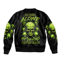 Thunder Skull Sleeve Zip Bomber Jacket Thunder Skull I Never Alone My Demon With Me 24/7 - Wonder Print Shop