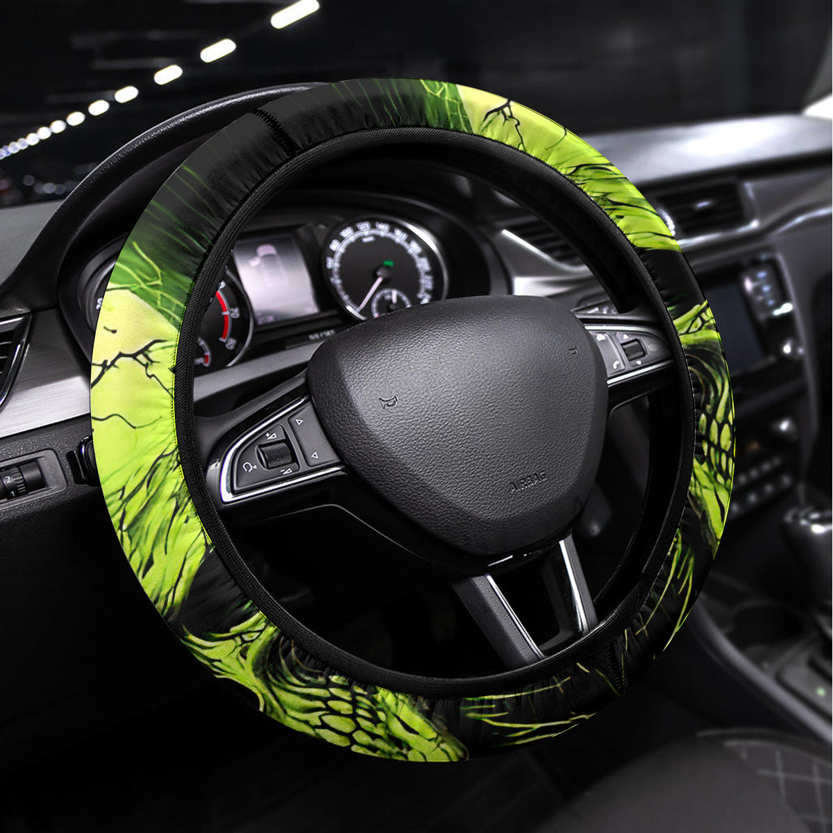 Thunder Skull Steering Wheel Cover Thunder Skull I Never Alone My Demon With Me 24/7 - Wonder Print Shop