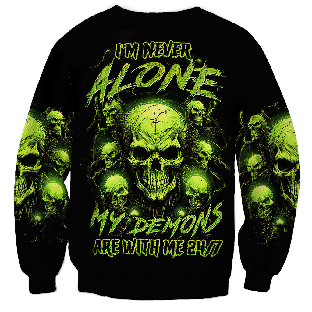 Thunder Skull Sweatshirt Thunder Skull I Never Alone My Demon With Me 24/7 - Wonder Print Shop
