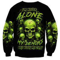 Thunder Skull Sweatshirt Thunder Skull I Never Alone My Demon With Me 24/7 - Wonder Print Shop